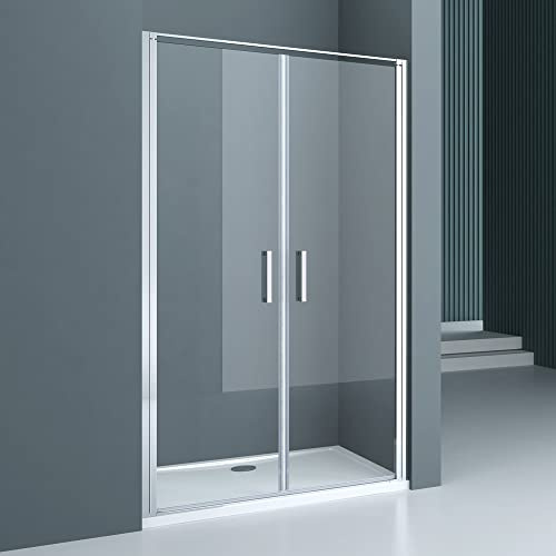 doporro Nischentür Duschtür 100x195cm Duschkabine 8mm ESG-Sicherheitsglas | Klarglas mit Nano-Beschichtung | mit Hebe- und Senkmechanismus | Aluminiumrahmen in Chrom | Teramo66K