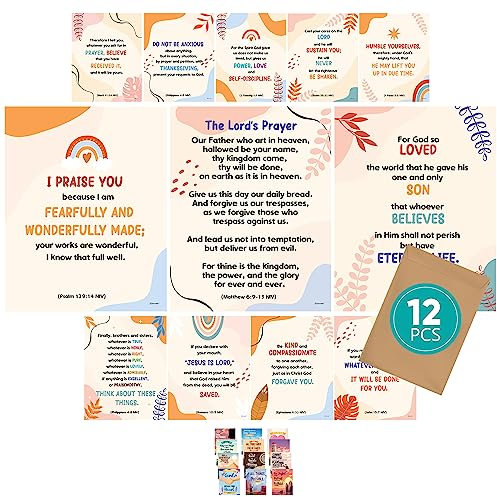 Decorably Boho-Sonntagsschul-Dekorationen für Klassenzimmer, 27,9 x 35,6 cm, matt laminiert, inspirierend, christliche Poster für Klassenzimmer, 12 Stück