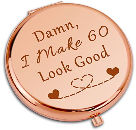 Dabihu 60th Birthday Gifts for Women 60th Birthday Compact Mirror 60 Year Old Gift for Grandmother Wife Aunt Folding Makeup Mirror Funny Turning 60 Present for Women