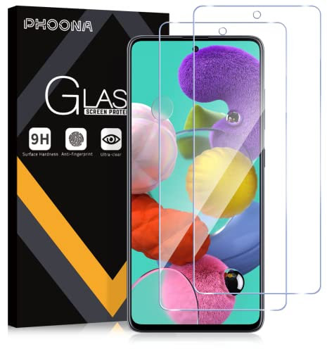 Phoona Verre Trempé pour Samsung Galaxy A51 4G/5G, Lot de 2 Samsung A51 Verre Trempé protections d'écran, Dureté 9H Glass, Anti Rayures, Sans Bulles, Haute Définition(6,5 pouces)