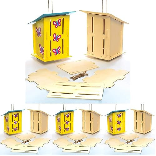 Baker Ross AC811 Ross Holzhaus-Bastelset Schmetterling(2 Stück), Holzfarben, 17 cm (Packung mit 4)