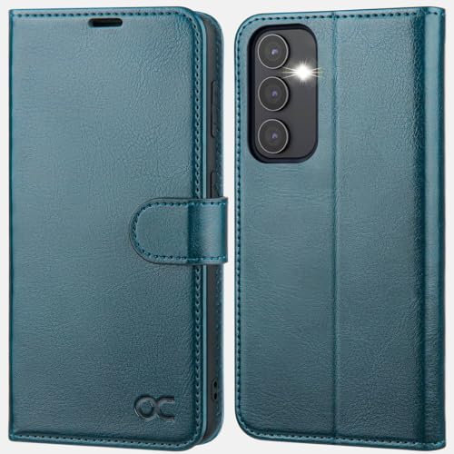 OCASE Hülle Kompatibel für Samsung Galaxy S23 FE 5G Handyhülle[Premium PU Leder] [Kartenfach] [Standfunktion][Magnetverschluss] RFID Schutzhülle Klapphülle Handytasche Lederhülle Etui Cover Pfauenblau