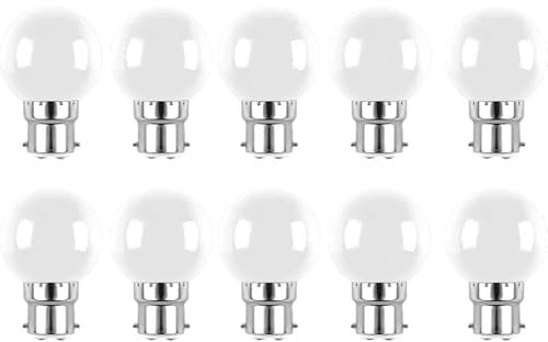 WULUN LED-Leuchtmittel, B22, 2 W, Bajonettsockel, B22, G45, Warmweiß, entspricht 20 W Glühlampe, 360 °, B22, nicht dimmbar, 10 Stück