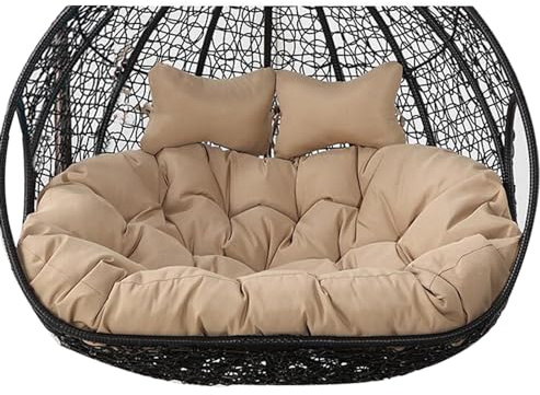 2 Personen Hängesesselkissen Doppel Hängesessel Sitzkissen Dicker Schaukel Hängekorb Sitzkissen Doppeltes Hängestuhl Polster Auflag Für Patio Garden Outdoor Indoor(Color:Khaki)