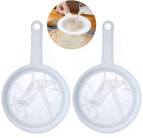 2 colini da cucina a rete ultra fine, in polipropilene di grado alimentare, 200 maglie e 400 setacci a rete, per latte, tè, noci, succhi, yogurt, caffè, miele