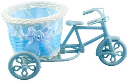 MagiDeal Artificial Flower Decor Plant Stand Flower Basket,Bike Planter,Nostalgic Planter for Table Home Decor,Garden, blue