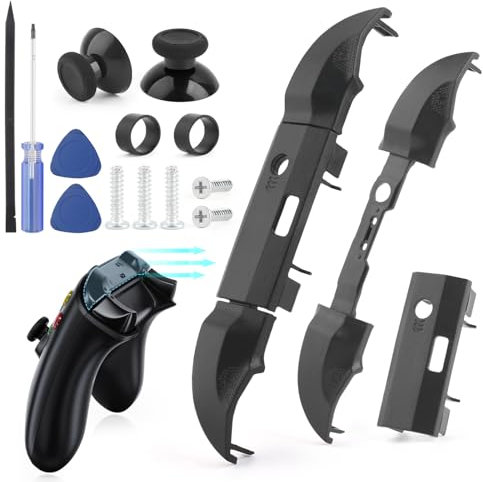 2 Satz LB RB Bumper Button Stoßstangen Auslöser für Xbox Series S/X Schulterauslöser Stoßfängertaste Obere mittlere Klammer für Xbox Series S/X ControllerErsatzzubehör mit Reparatur Kit(Schwarz)Change