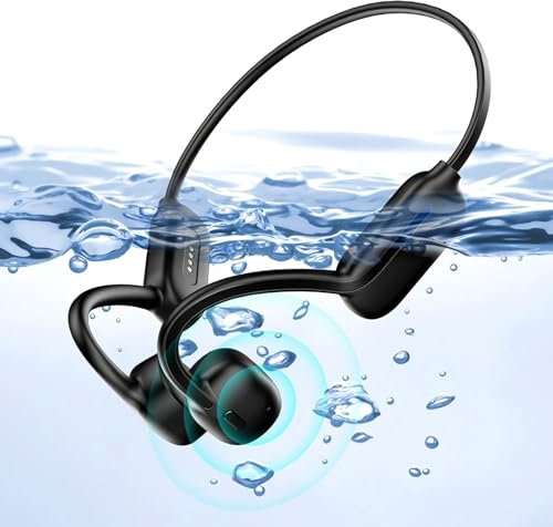 Lvcdodvd Bone Conduction Headphones Bluetooth 5.3 Swimming Headphone IP68 Waterproof Open Ear Headphones 32GB Built-in Memory Flexible for Running Swimming