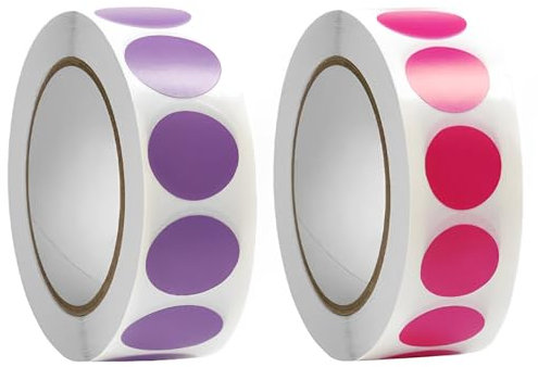 Runde Aufkleber (2000 Stück), 13mm Runde Aufkleber, Rosa*1000+ Lila*1000, Punktaufkleber für DIY, Für farbkodierungsetikett für Büro, Geschäft, Zuhause, Klassenzimmer