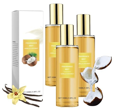 Parfüm Kokosnuss Duftnebel, Vanille Coconut Passion Bodyspray, Erfrischendes Parfümspray, Frischer Körpernebel, Blumig-Fruchtiger Duft, Langanhaltend, Elegant und selbstbewusst (100ML, 3)