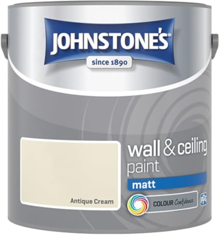 Antique Cream Johnstone’s Wall & Ceiling Matt Paint 2.5L – Smooth Matt Finish, Excellent Coverage, Quick Dry, Low Odour Interior Paint for Walls & Ceilings