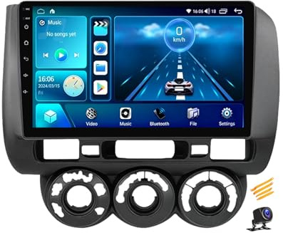 ZARAPLUS 9 Pulgadas Android 14 Radio Coche Bluetooth 2 DIN Pantalla Táctil Compatible con Honda Jazz City 2002~2007 Autoradio Carplay/Android Auto/Control del Volante/Reproductor Multimedia,RHD,NF2