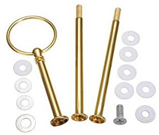 Metallständer mit 3 Etagen, für Party, Hochzeit, Cupcake, Obst, Schwerer Teller, Mittelgriff, Beschläge, runder Bohrer, runder Metallstab (Gold)
