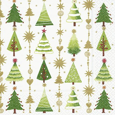 Herbstdeko 20 Servietten 33 x 33 cm Merry Christmas Baum Winter - Rot und Grün (Red and Green) - Airlaid Papier - 3-lagig