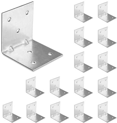 OMIDEAS 15 x Winkelverbinder mit Sicke (50 x 50 x 50) Eckwinkel 90 Grad L Klammern Lochwinkel Schwerlast Winkel Holzverbinder Möbelverbinder Stuhl Verbinder Verzinkt