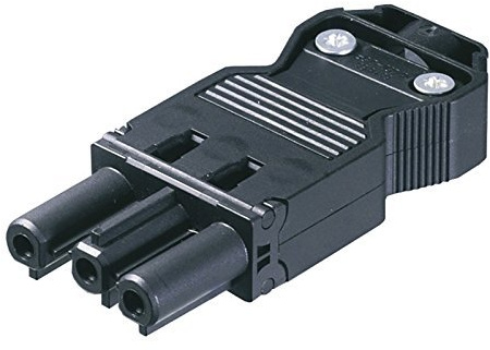 Wieland Zubehör/Ersatzteil, W-Buchse 230 V, männlich, Länge 70 mm, Breite 28 mm, Höhe 12 mm 800100 (3 Stück Buchsenteil mit Zugentlastung), schwarz