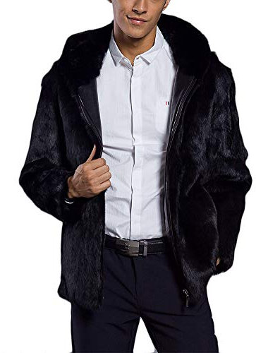 DianShaoA Herren Warme Pelzmantel Pelzjacke Männer Verdicken Reißverschluss Kunstpelz Oberbekleidung Übergroßen Jacke Mantel Parka Outwear Schwarz L