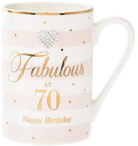 LEONARDO Glamorous at 70 Diamante Mug Happy Birthday Mad Dots Collection