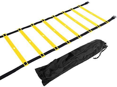 Echelle Agilité/Echelle de Coordination/Ladder/Echelle Football, Echelle Entraînement Échelle de Rythme avec Valise Noire pour Le Football (4M 8 Rung)