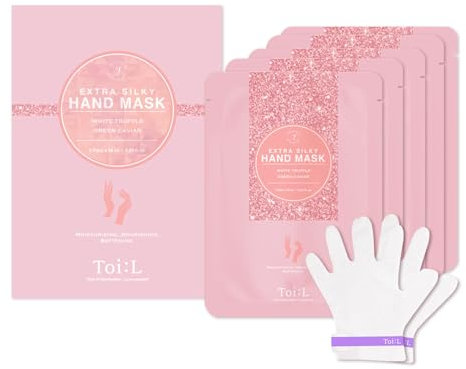 TOI:L Mascarilla para manos extra sedosa 5 pares, guantes humectantes para manos secas, tratamiento de spa para manos premium, humectante, blanqueador y reparador para manos ásperas y dañadas