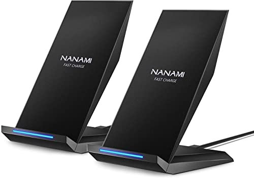NANAMI Wireless Charger, 2-Pack 10W induktive ladestation für Samsung Galaxy S25 S24 S23 S22 S21 S20 S10 Note 20 Plus Ultra,7.5W Qi Kabelloses Ladegerät für iPhone 16 15 14 13 12 11 Max XR X Pro Mini