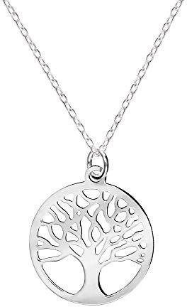 SINGULARU - Collier Arbre de Vie. Pendentif en argent 925 avec finition plaqué rhodium. Chaîne taille unique. Bijoux pour femme
