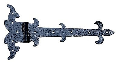 UHRIG Ladenband 34cm lang, DIN links, Schmiedeeisen antik schwarz beschichtet, Scharnier, Beschlag für Fensterläden, Schranktür uvm.