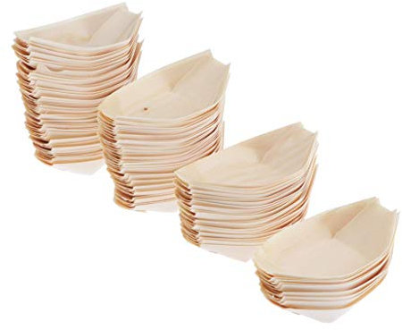 Perfeclan Schalen Teller 100 Set, Fingerfood Schälchen, Snack Schalen für Knabbereien, Tapas oder Sushi, plastikfrei - abbaubar, 13.5x7.7cm