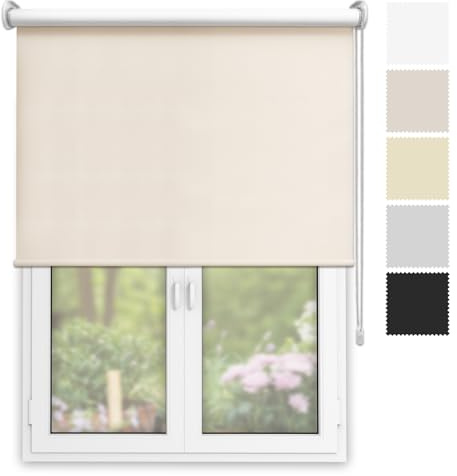 DECORESTOR Estor Enrollable Opaco Térmico a Medida 190 x 280 - Arena - Persiana Blackout para Ventanas y Puertas - Interior y Exterior - Bloquea 100% Luz y Aisla Temperatura - Ideal en Pared o Techo