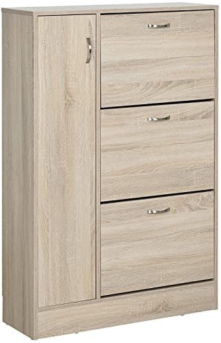 HOMCOM Armario Zapatero de 2 en 1 para Zapatos Mueble Almacenaje Paraguas Gran Espacio Estante Ajustable en 2 Niveles Capacidad de 12 Pares 79x26x120 cm Madera