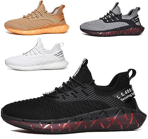 SSERHEHK Sportschuhe Laufschuhe Atmungsaktiv Leichte Turnschuhe Gym Fitness Sneaker für Herren Damen G156 Black 39EU