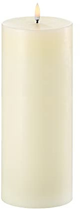Piffany Copenhagen Uyuni Lighting Pillar LED Kerze 10,1 x 25 cm Echtwachs Ivory - 6 Stunden Timerfunktion - Keine Brandgefahr, Keine Rußbildung und kein Geruch