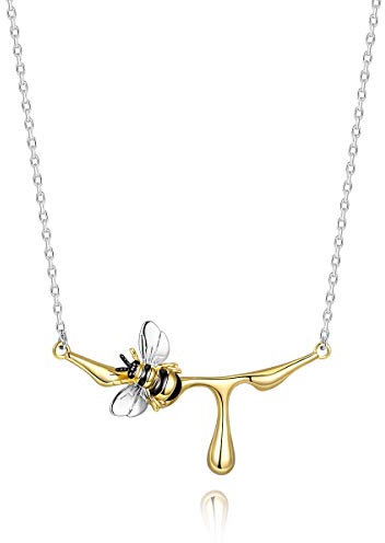 JIANGYUE Bee Kette für Damen vergoldete Biene Anhänger Halskette Biene Einfache Mode Ketten Anhänger Schmuck Geschenke für Frauen Mädchen