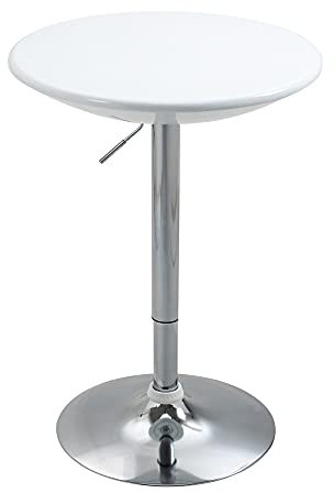 HOMCOM Bartisch moderner Esstisch höhenverstellbarer Bistrotisch Stehtisch Tresentisch Schreibtisch rund Metall ABS-Lackierung Weiß Ø61 x 76-97 cm