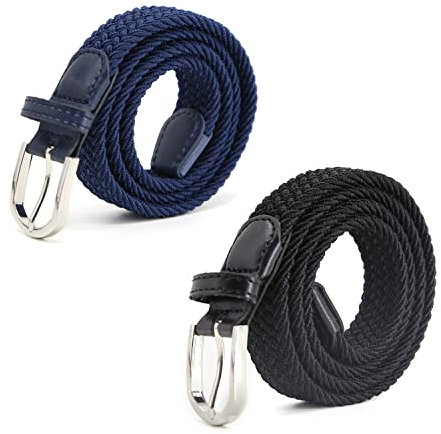 AnJuHoPa Kinder Gürtel Elastik- gürtel stretch Gürtel für Jungen Mädchen,Mehrfarbiger stoffgürtel Damen 2,5 cm breite 80 cm länge mit Metallschnalle