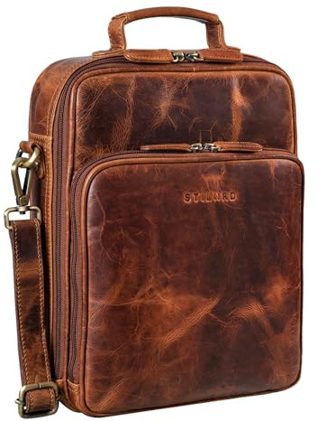 STILORD Can Männer Tasche Leder groß Vintage Herrentasche Umhängetasche 13,3 Zoll Cross-Body Bag Leder Unikat für den modernen Mann Echtleder Farbe:mittel - braun