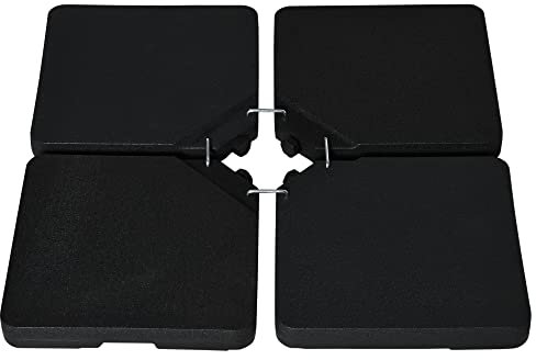 Outsunny Lestages pour parasols Dalles de Parasol 4 plaques HDPE - A remplir d'eau ou de Sable jusqu'à 60/70 kg - dim. 100 x 100 x 6,8 cm Noir