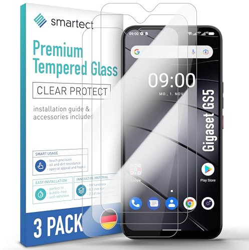 smartect Schutzglas [3 Stück, Klar] kompatibel mit Gigaset GS5 / GS5 Lite / GS5 Senior / GS4 / GS290, HD Schutzfolie Anti-Kratzer, Blasenfrei, 9H Härte, 0.3 mm Ultra-klar, Ultrabeständig