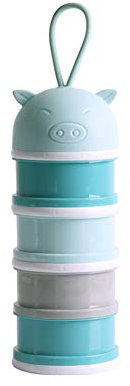 FIYSON Baby Powder Milk Dispenser Stackable Boxes Baby Milk Powder Dispenser Pot 4 Layer Formula Milk Storage Container Portable Food Snacks Powder Container for Travel and Outdoor Activities (Blue)