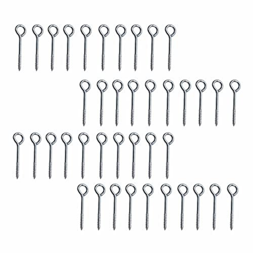 SUL Vine Eyes Screw 75mm (3 Inch) Zinc Plated Garden Eyes for Wire Screw Eyes, Long Screw Hooks for Indoor & Out Door Eye Screws Hooks, 75mm Self Tapping Screws Hooks (40 PK)