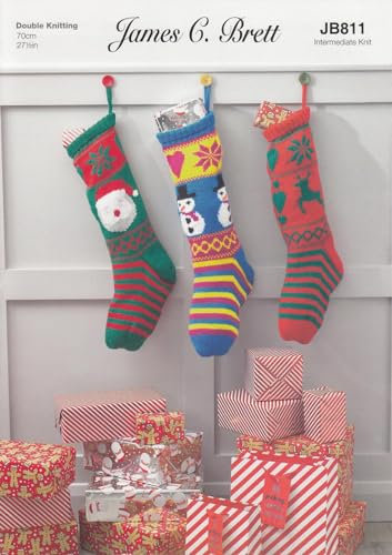 James Brett Double Knit Knitting Pattern for Reindeer Snowman or Santa Stocking (JB811)