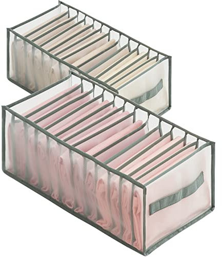 Ordnungssystem Kleiderschrank Organizer Kleideraufbewahrung Aufbewahrungsboxen - 2 Stück Aufbewahrung für Kleidung Schrank Wardrobe Organizer Faltbare Waschbarer für Jeans Hosen 12 Fächer