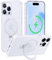 CASEKOO 2025 Neu Magic Stand für iPhone 14 Pro Hülle für MagSafe [Militärschutz] [Unsichtbarer Ständer] Stoßfeste Kratzfeste Schutzhülle Dünne Griffige Handyhülle Matte Case - White Clear