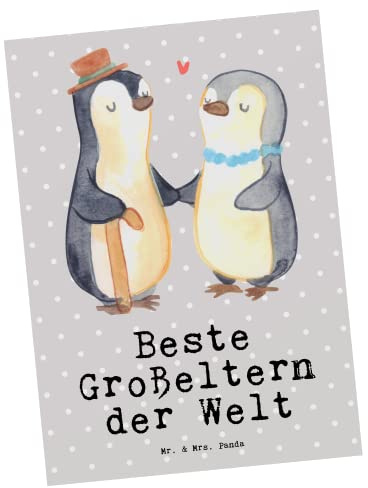 Mr. & Mrs. Panda Postkarte Pinguin Beste Großeltern der Welt - Geschenk, Ansichtskarte, bildkarte, Kleinigkeit, Geschenkidee, Geburtstag, Oma, Postkarten, Mitbringsel, Ansichtskarten, Grosseltern