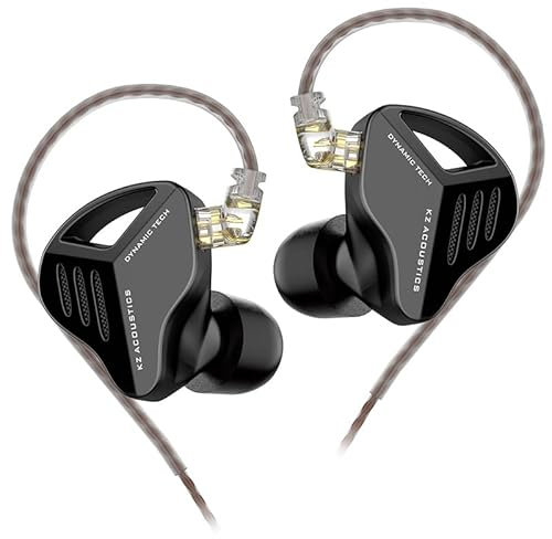 Linsoul KZ ZVX 10mm Dual Cavity Super Linear Dynamic Driver HiFi in-Ear Earphones with Detachable 0.75mm Recessed 2pin Silver-Plated Cable for Musician (Black, Without Mic)