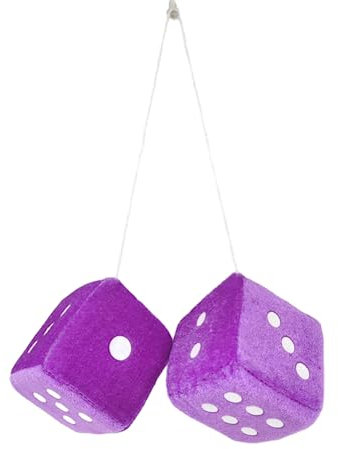 2 Stück Plüsch Würfel Anhänger, 7cm Hängewürfel Auto Spiegel Anhänger Car Hanging Furry Dice Charm Auto Rückspiegel Plüsch Würfel mit Punkten Lustige Anhänger für Auto Innenspiegel Anhänger Ornament