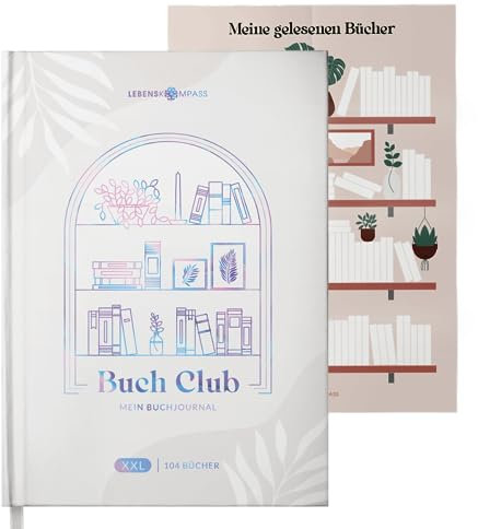 Lebenskompass Buchclub XXL - Das Lesetagebuch & Book Journal PEARL - Hardcover DIN A5 Tagebuch für Erwachsene - Book Club Reading Bullet Journal Tracker - Booktok