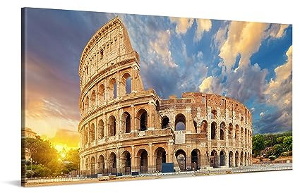 PICANOVA – Leinwandbild 100x50cm Kolosseum Rom – Leinwanddruck – Wandbild Kunstdruck Auf 2cm Holz-Keilrahmen Für Schlaf- Und Wohnzimmer Wanddekoration – Bild auf Leinwand