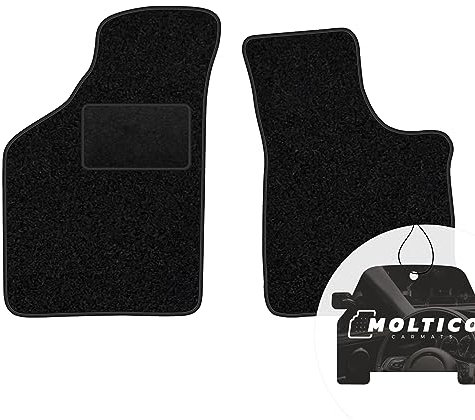 moto-MOLTICO Vorne Fußmatten Auto Velours Autoteppiche Schwarz Automatten Set 2-teilig passend für Renault Twingo II 2007-2014
