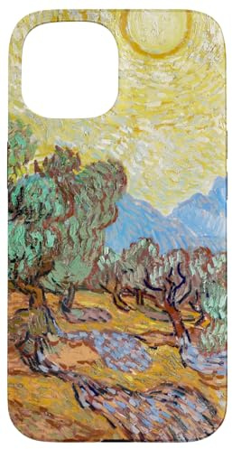 Van Gogh Olive Trees Painting Yellow Sky Sun Art Cover Phone Case for iPhone 15